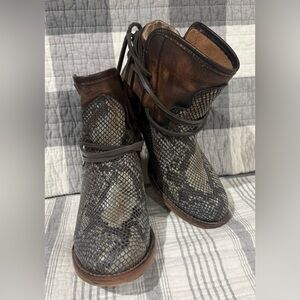 Freebird by Steven Snake Print Leather Ankle Boots. Like Brand New. Size 7